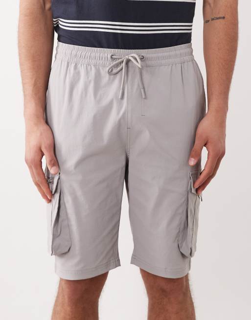 Threadbare cargo shorts with drawstring waist in light grey, 4 of 5
