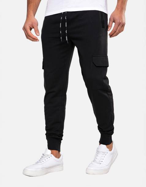 Threadbare Cargo style joggers in black