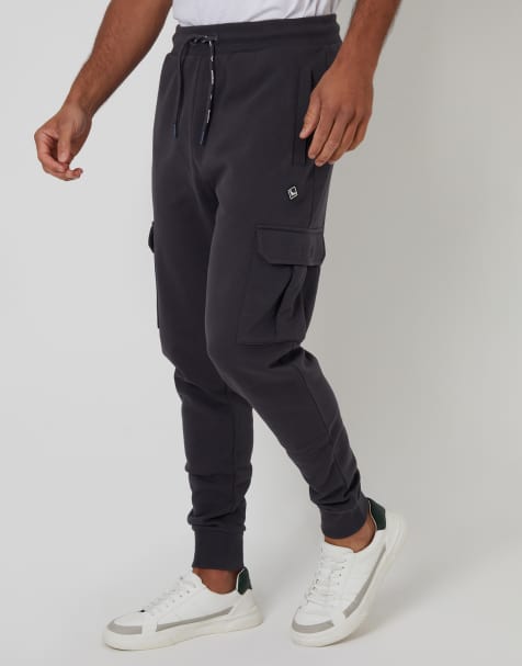 Threadbare Cargo style joggers in charcoal - view 1