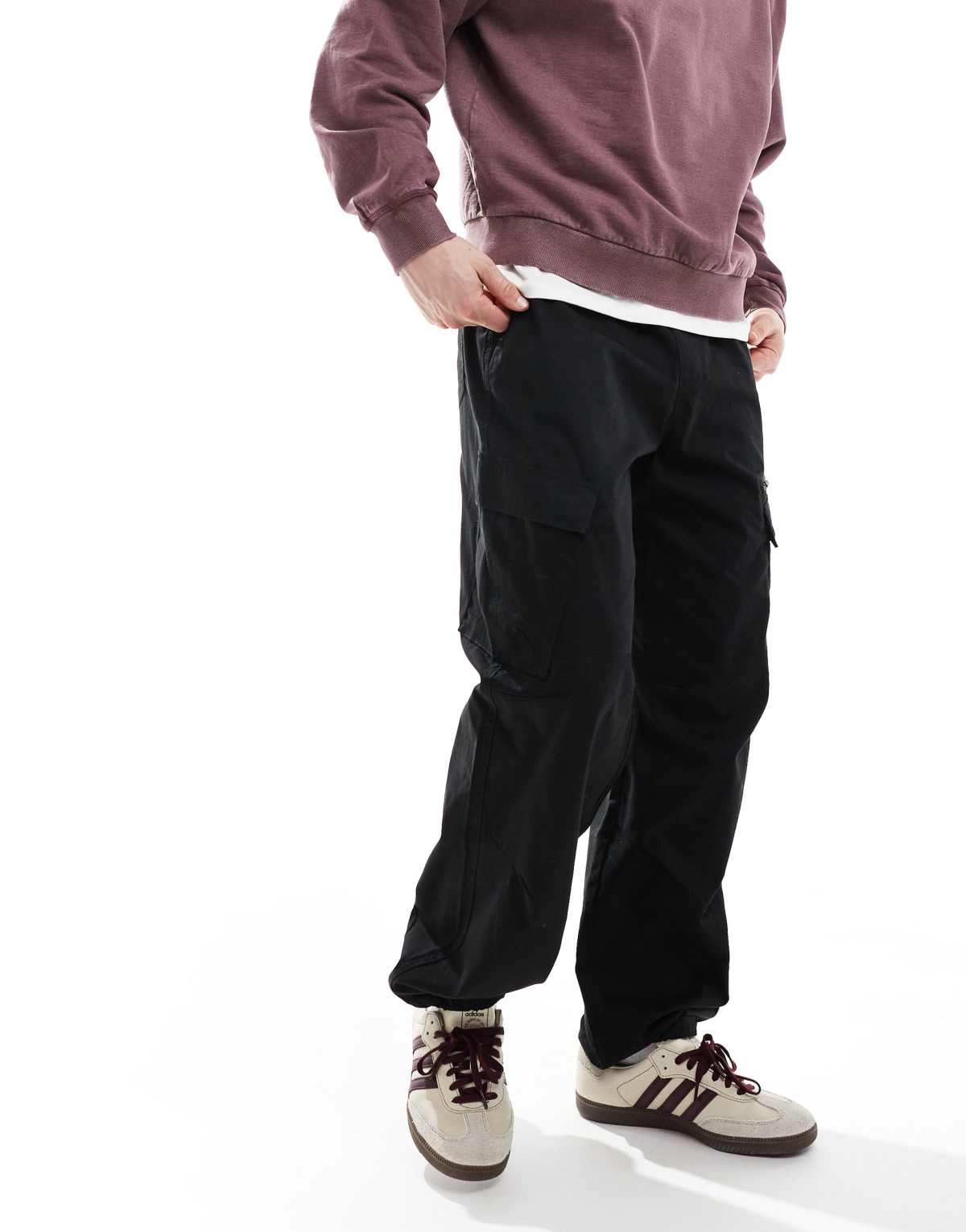 Threadbare cargo trouser in black