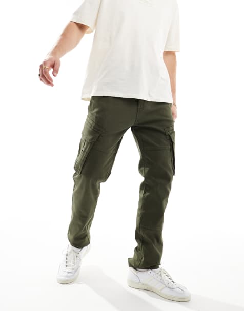 Threadbare cargo trousers in washed khaki - view 1
