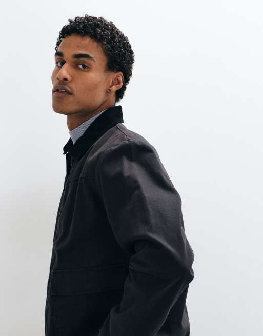 Threadbare carpenter jacket with contrast cord collar in black, 5 of 5