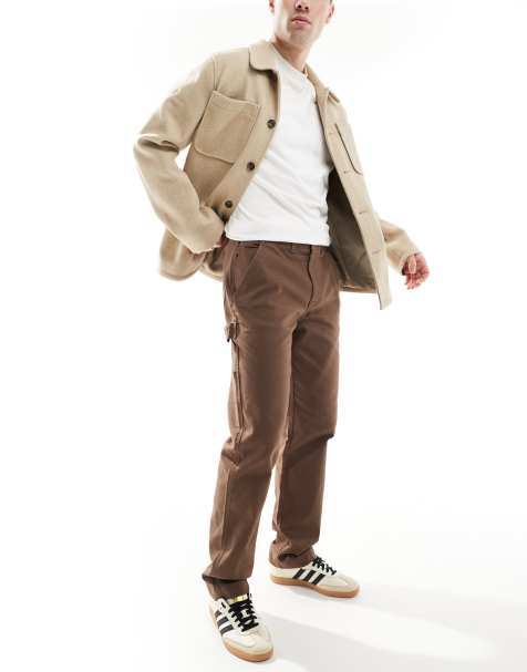 Threadbare carpenter trousers in chocolate brown - view 1