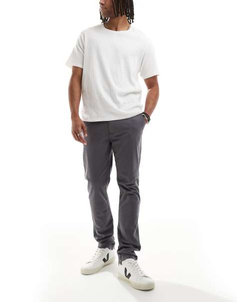Threadbare 'castello' cotton slim fit chino trousers with stretch in grey - view 1