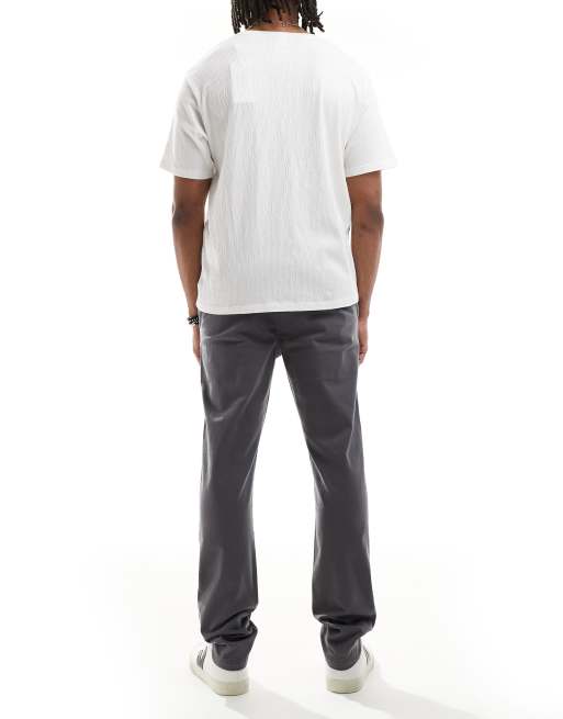 Threadbare 'castello' cotton slim fit chino trousers with stretch in grey, 3 of 5