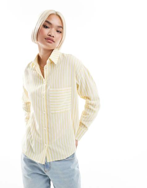 Threadbare - Casual gestreept overhemd met knoopsluiting geel en wit - view 1