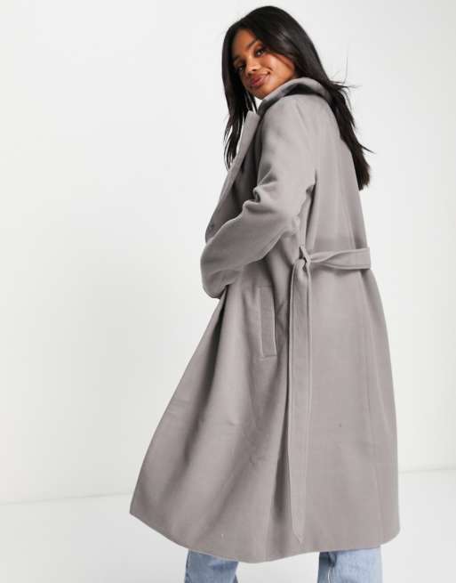 Long grey wrap discount coat