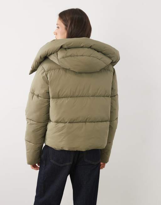 Threadbare - chaqueta acolchada corta con capucha extragrande en verde salvia, 4 de 4