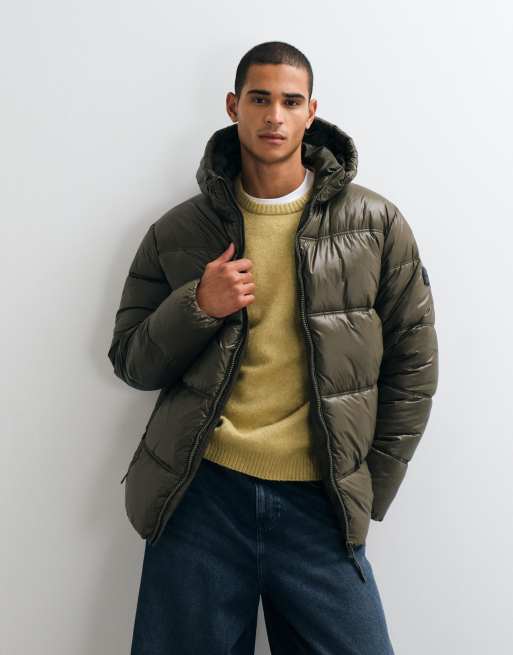 Threadbare - chaqueta acolchada tipo puffer con capucha en caqui, 1 de 5