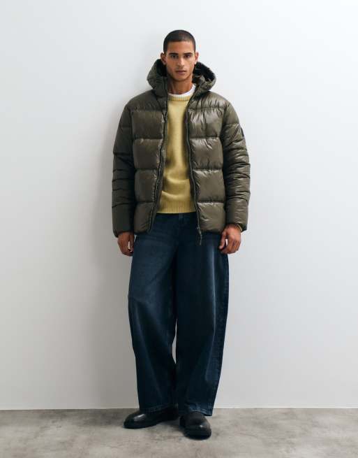 Threadbare - chaqueta acolchada tipo puffer con capucha en caqui, 2 de 5