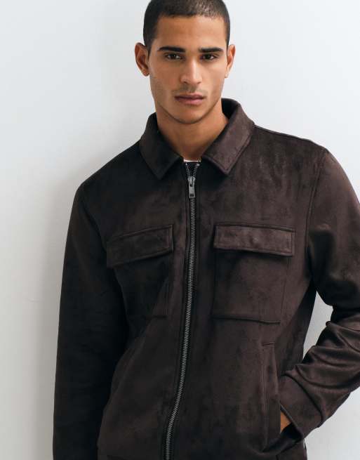 Threadbare - Chaqueta con cuello de ante sintético en marrón chocolate, 3 de 5