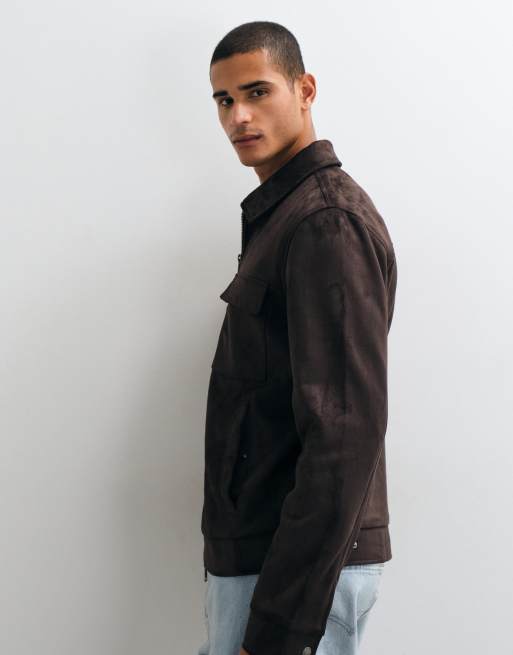Threadbare - Chaqueta con cuello de ante sintético en marrón chocolate, 4 de 5