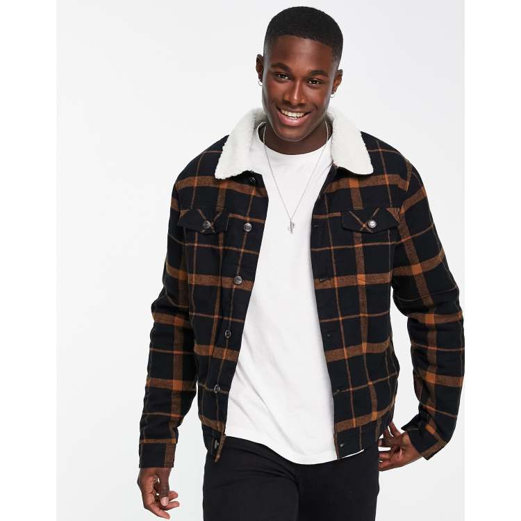 Checkered borg outlet jacket