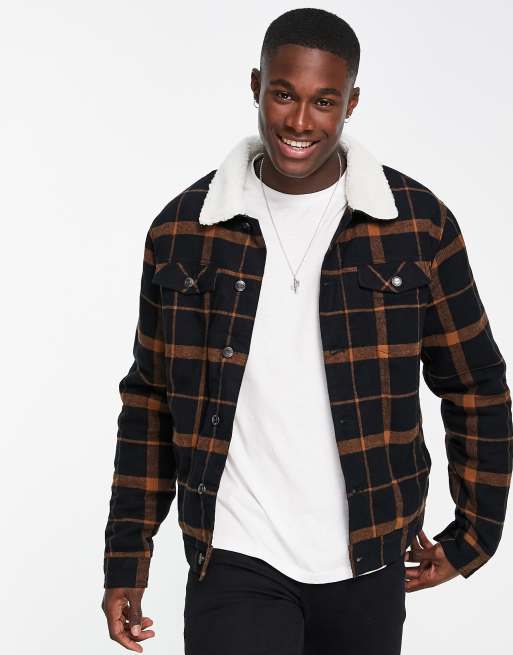 Fleece lined hot sale check jacket