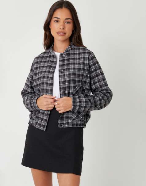 Threadbare Check patch pocket bomber jacket in black - view 1