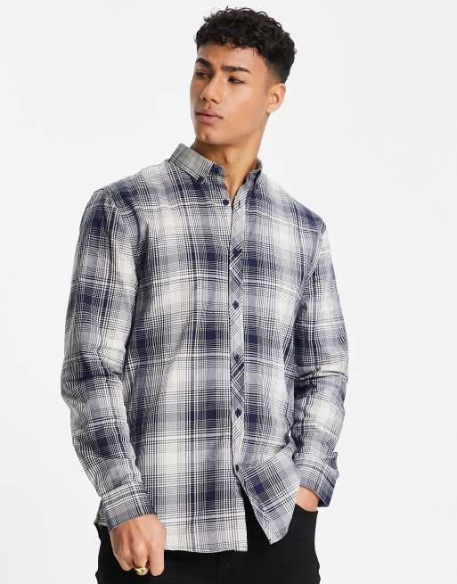 Threadbare check shirt in navy | ASOS