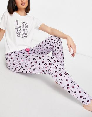 Threadbare cheerful PJ set in white and lilac