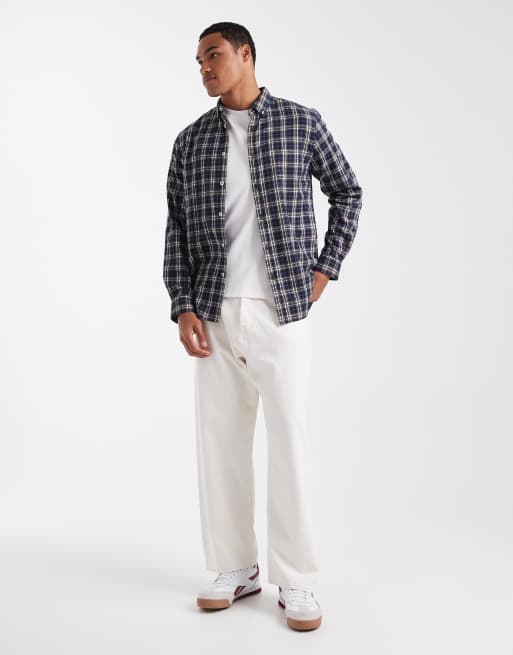 Threadbare - Chemise à carreaux en flanelle de coton - Bleu marine, 2 de 5
