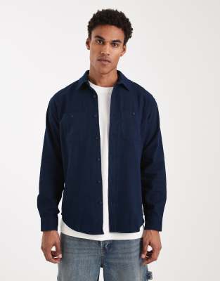 Threadbare - Chemise boutonnée en coton - Bleu marine