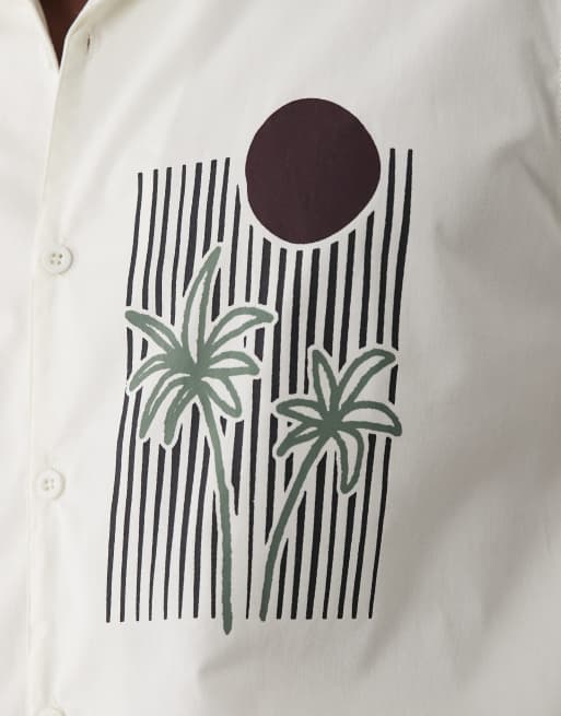 Threadbare - Chemise manches courtes à imprimé graphique - Écru, 3 de 5