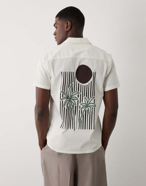 Threadbare - Chemise manches courtes à imprimé graphique - Écru, 5 de 5