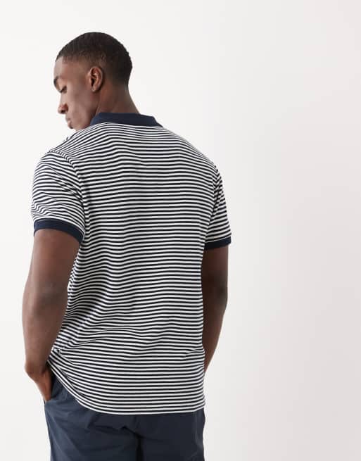Threadbare - Chemise rayée à manches courtes et col polo - Bleu marine et blanc, 5 de 5