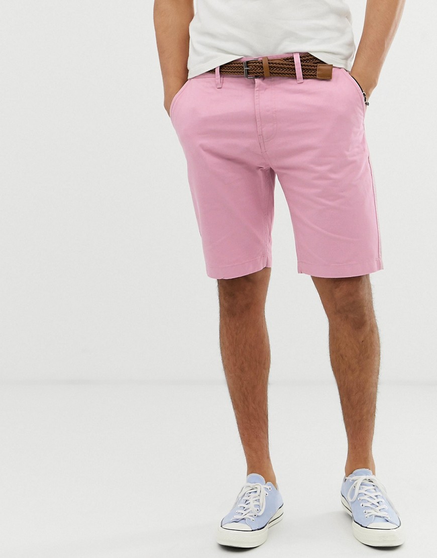 Threadbare – Chino-shorts med skärp-Rosa