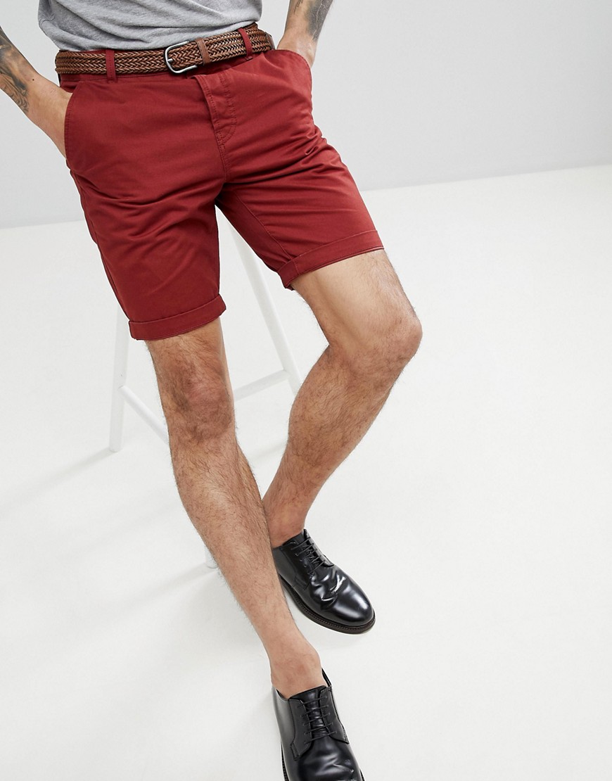 Threadbare – Chino-shorts med skärp-Orange