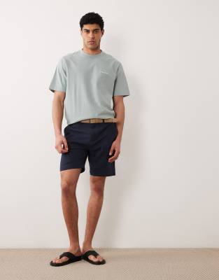 Threadbare chino shorts with belt in navy navy