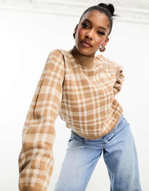 Threadbare - Chloe - Geruite coltrui in beige