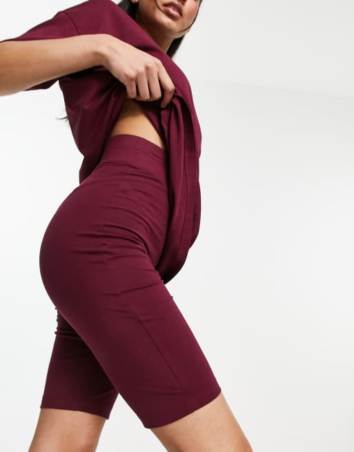Threadbare Chloe shorts and oversized t-shirt set in deep red
