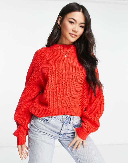 Threadbare Chloe turtle neck jumper in red | ASOS