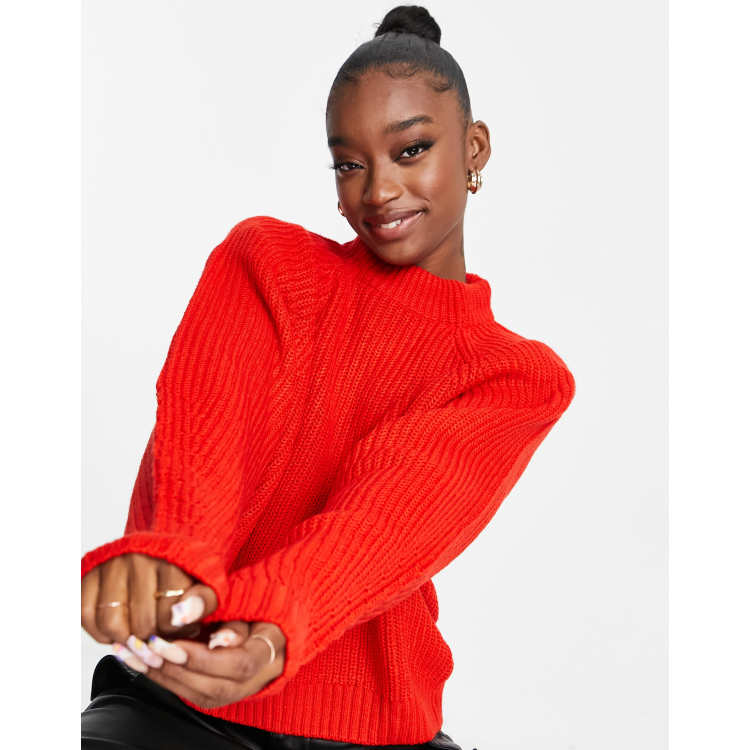 Threadbare Chloe turtle neck sweater in bright red | ASOS