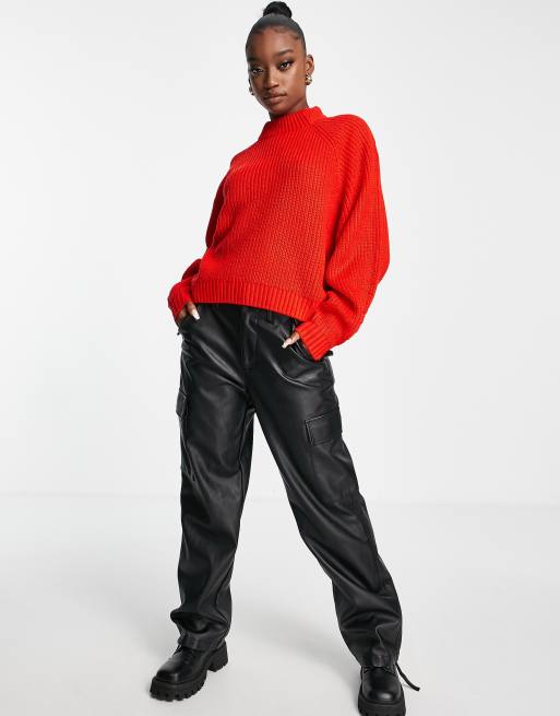 Bright red turtleneck sweater hotsell