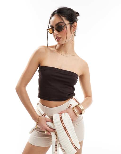 Threadbare – Chokladbrun bandeau-topp