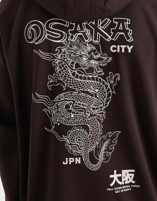 Threadbare - Chokoladebrun hættetrøje i jersey med rygprint, 5 af 5