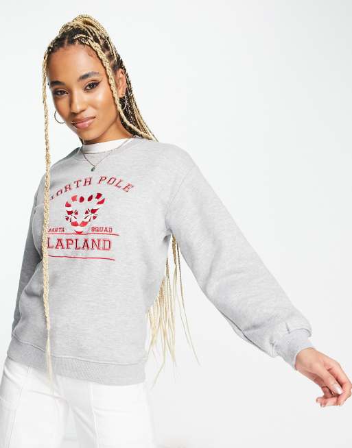 Threadbare Christmas embroidered sweater in grey