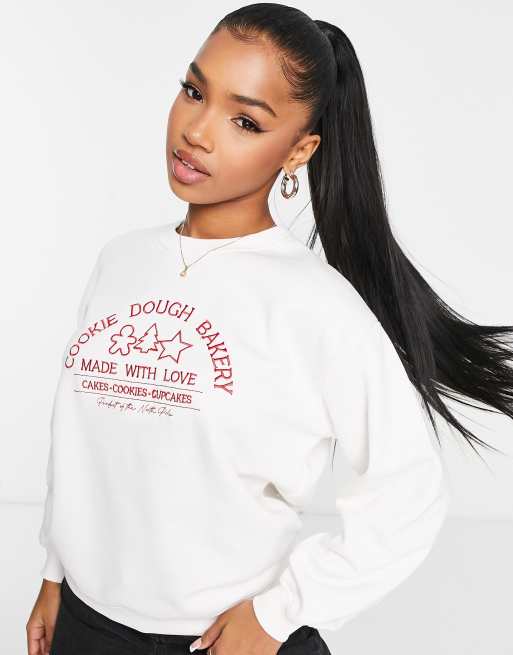 Threadbare Christmas embroidered sweater in white | ASOS