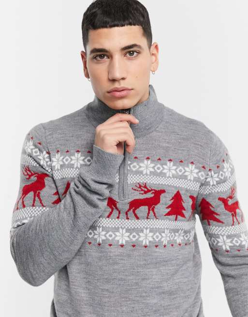 Christmas jumper half discount zip