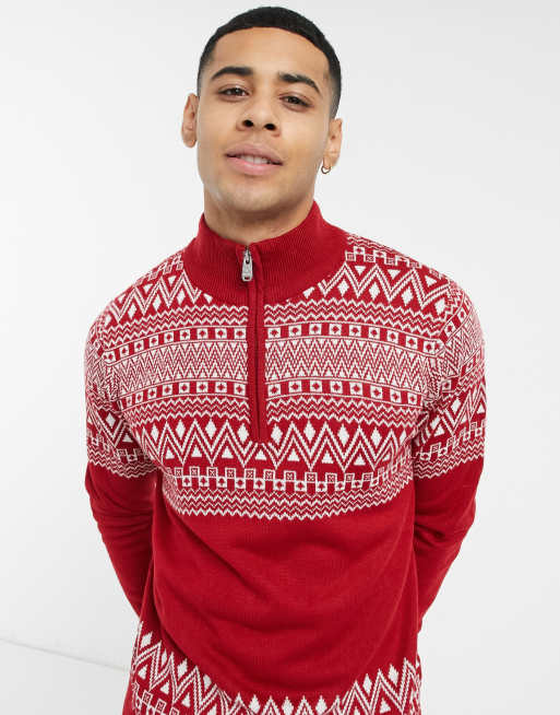 Half zip shop christmas sweater