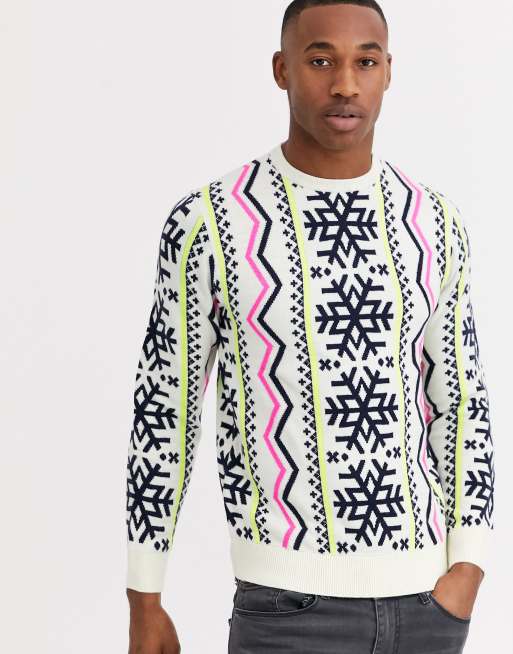 Threadbare christmas fairisle neon sweater | ASOS