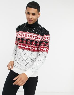 Threadbare christmas fairisle roll neck sweater-Multi