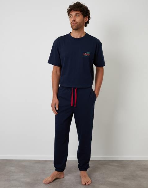 Threadbare Christmas graphic lounge set in navy - view 1