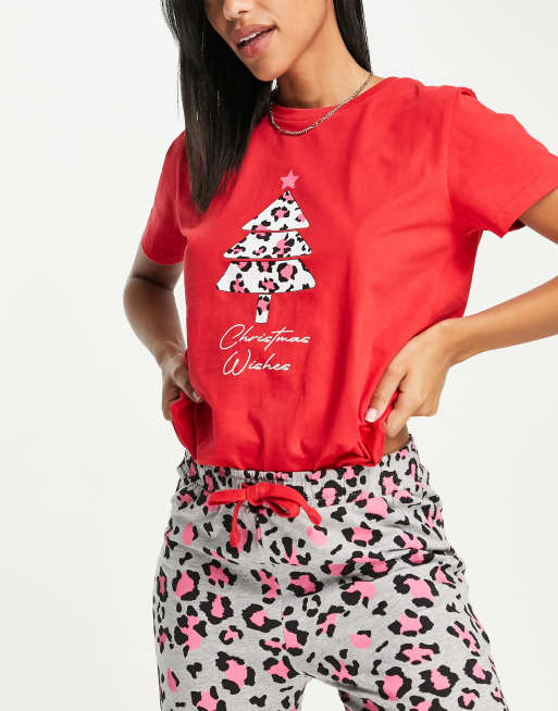 Christmas cheetah pajamas hot sale