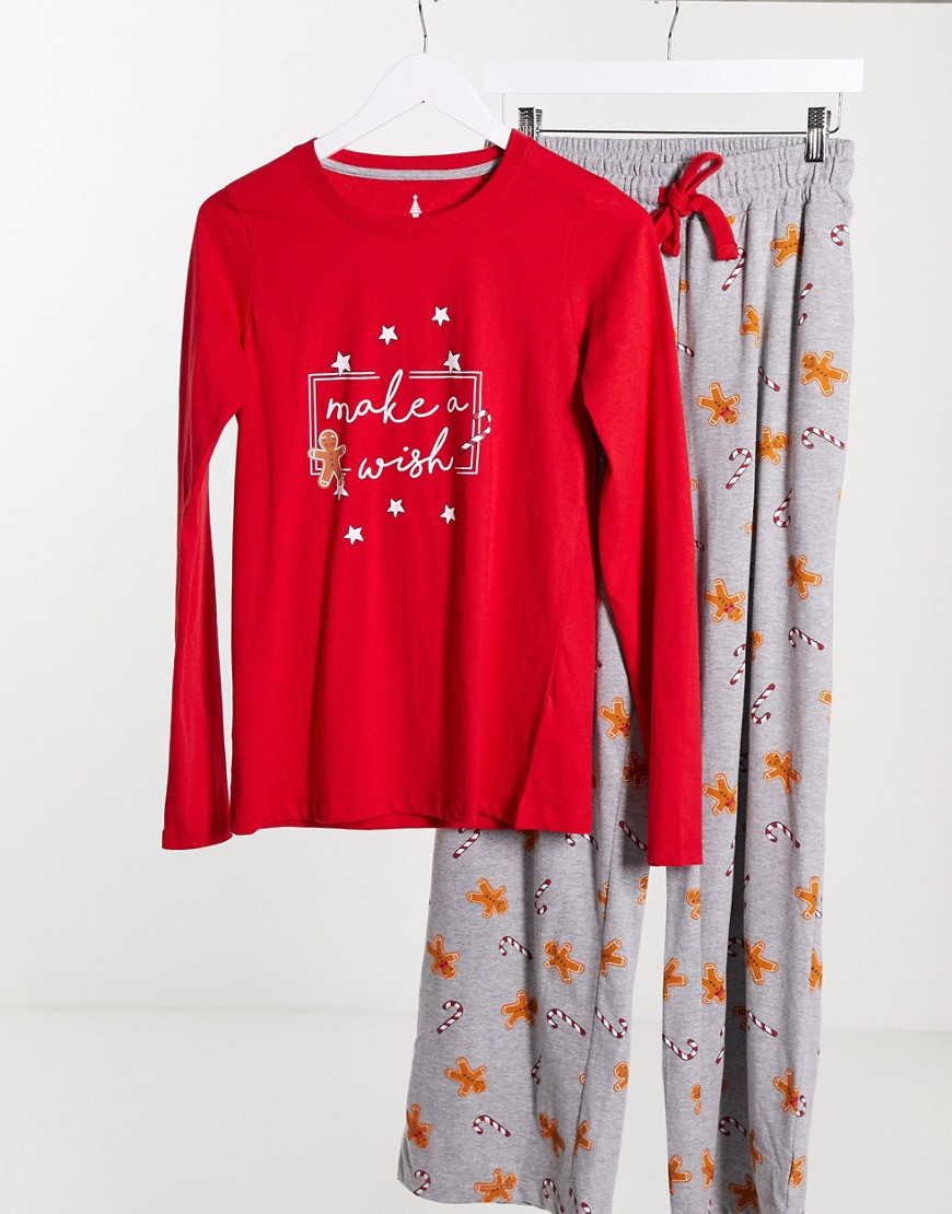 Threadbare christmas make a wish pajama set in red and gray