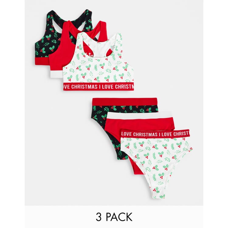 Girls Christmas Briefs 3-Pack