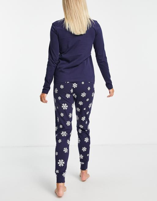 Loungeable skiing polar bear pajama set in lilac