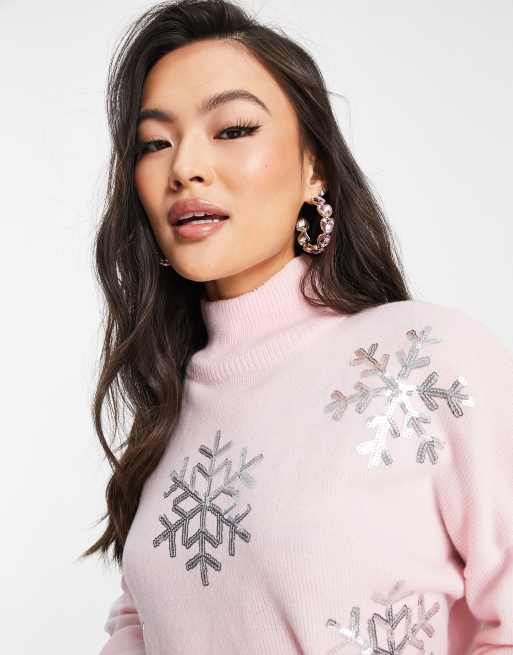 Pink 2025 snowflake sweater