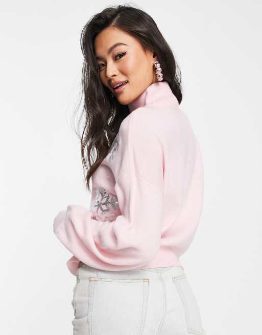 Pink snowflake outlet sweater