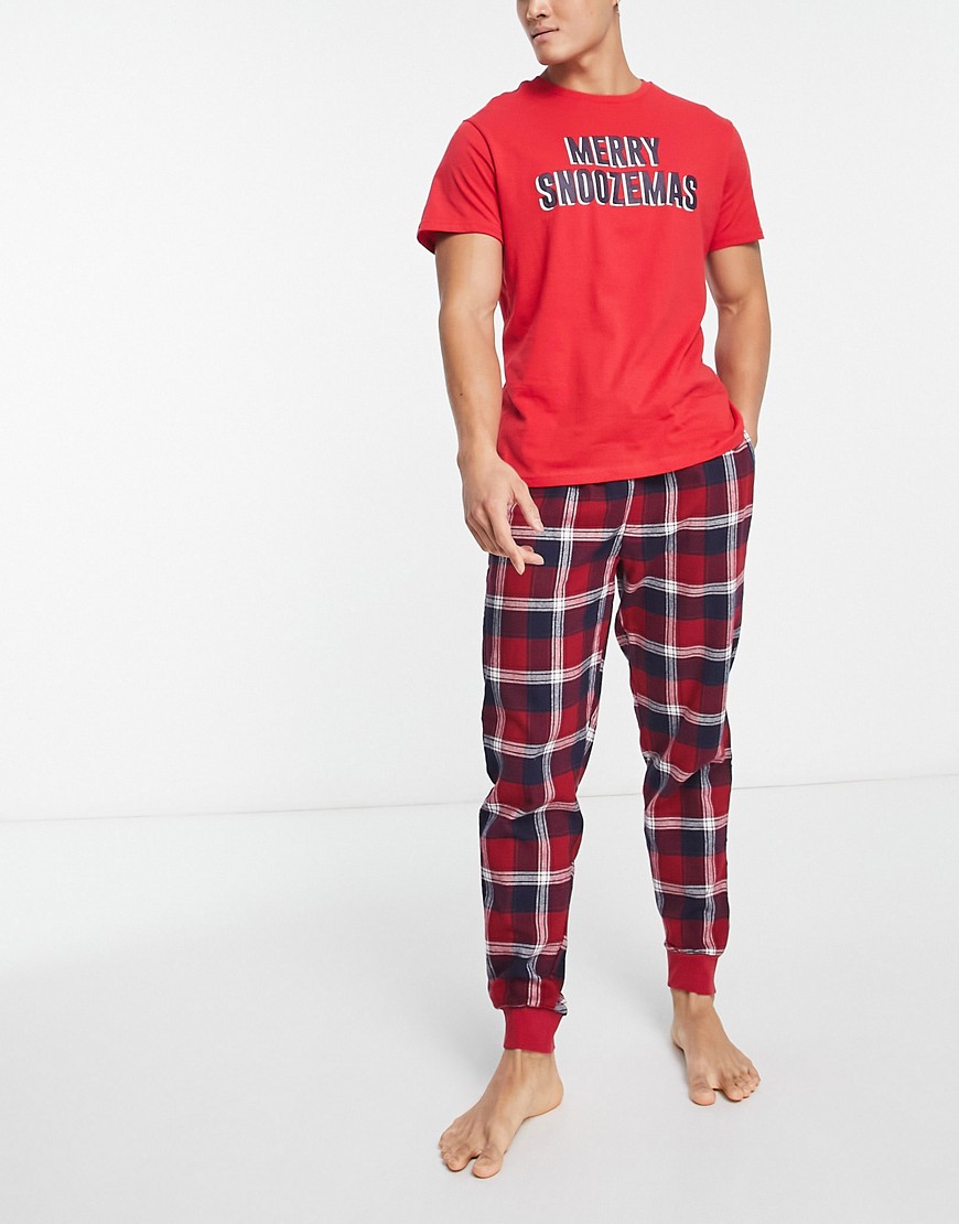Threadbare Christmas Snoozemas Pajama Set In Red